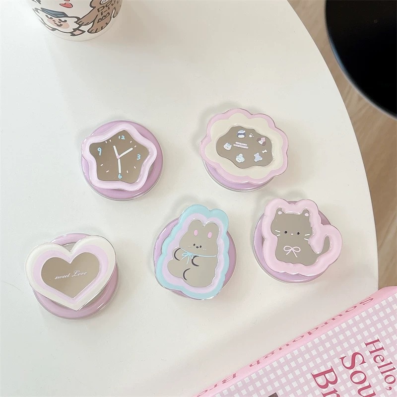 Phone Accessories And Gadgets - Cartoon Mirror Telescopic Phone Stand Kawaii