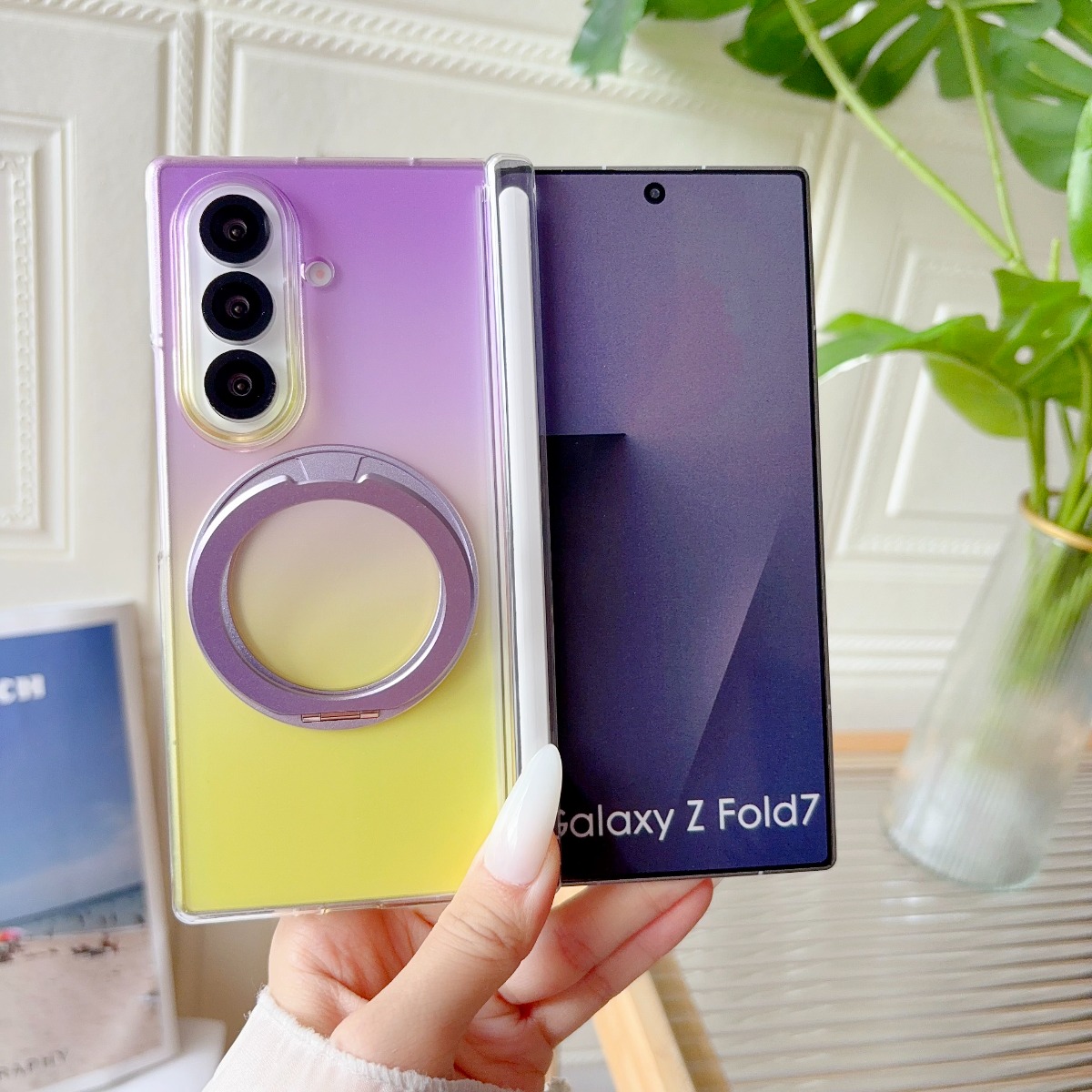 Phone Kickstand Ring - Gradient Transparent Rotate Ring Stand Magnetic